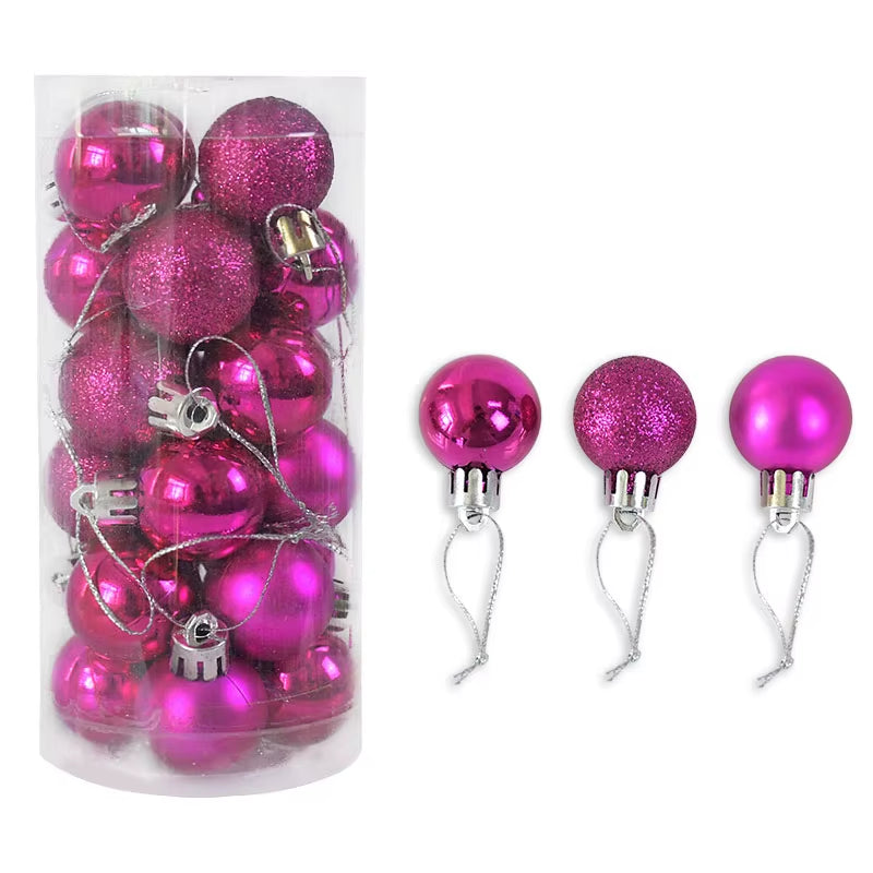 Set de 24 Bolas de Navidad 3cm – Brillo Premium para Árbol y Decoración Festiva