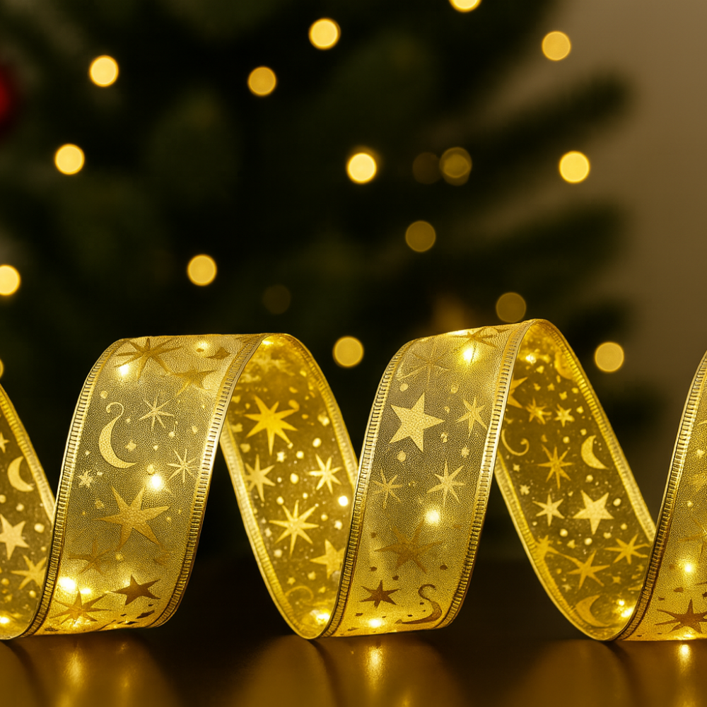 Cinta LED Decorativa de 1 Metro – Ilumina tu Árbol con Estilo y Magia Navideña