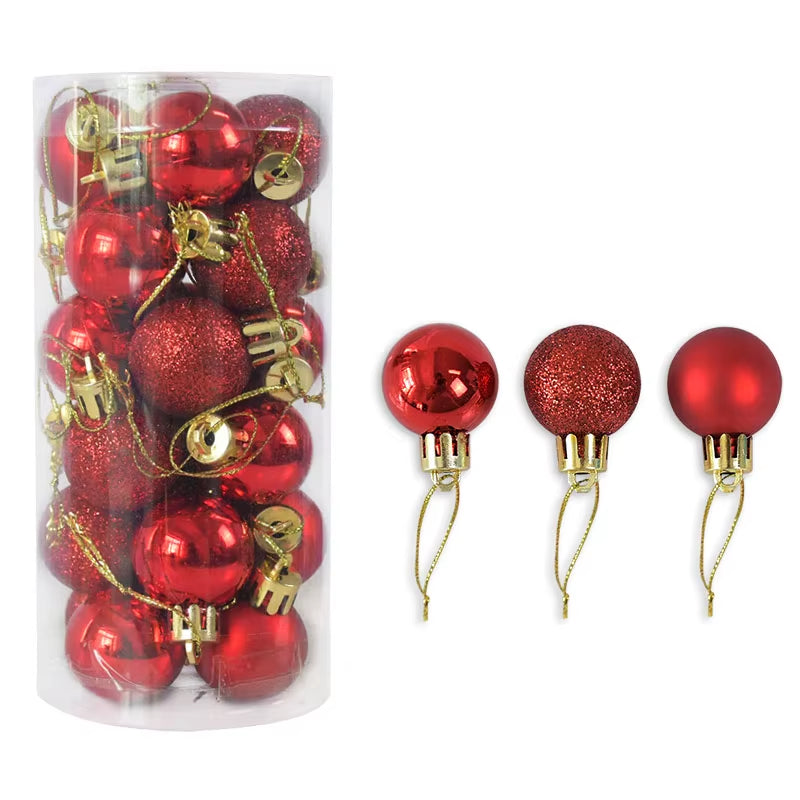 Set de 24 Bolas de Navidad 3cm – Brillo Premium para Árbol y Decoración Festiva